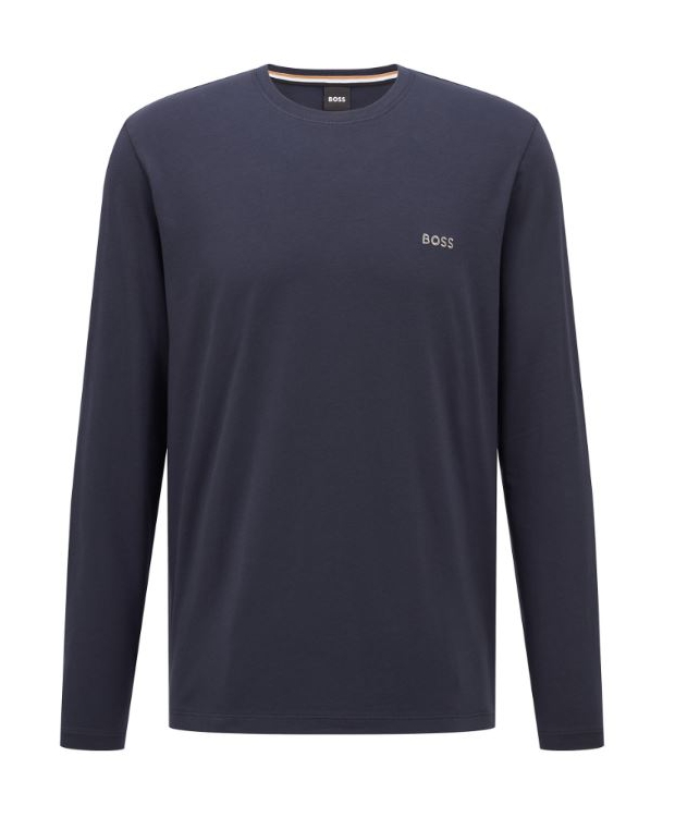 BOSS langærmet T-shirt i navy til herre – OUTLET billede 1