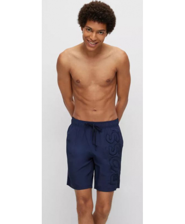 BOSS badeshorts i navy med logo til herre billede 2
