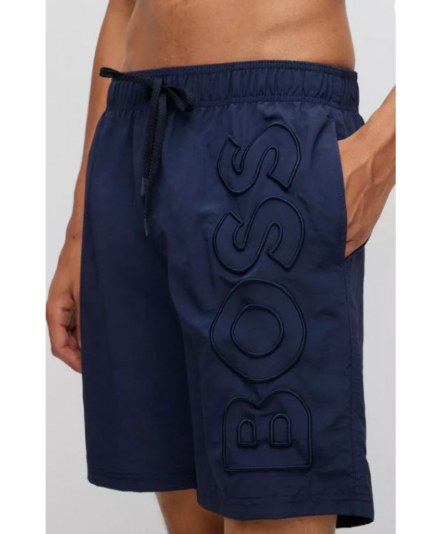 BOSS badeshorts i navy med logo til herre billede 4