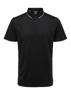 Selected kortærmet COOLMAX polo i sort til herre – OUTLET