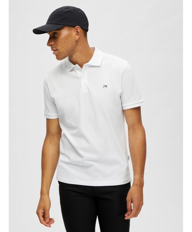 Selected klassisk polo i økologisk bomuld – hvid – herre – OUTLET billede 3