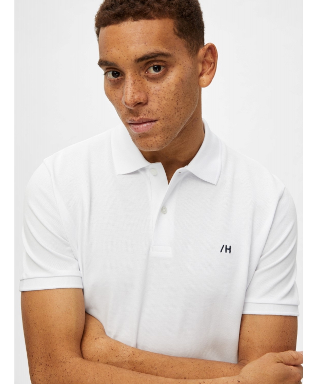 Selected klassisk polo i økologisk bomuld – hvid – herre – OUTLET billede 4
