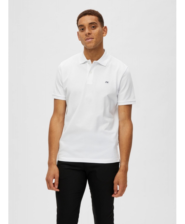 Selected klassisk polo i økologisk bomuld – hvid – herre – OUTLET billede 5