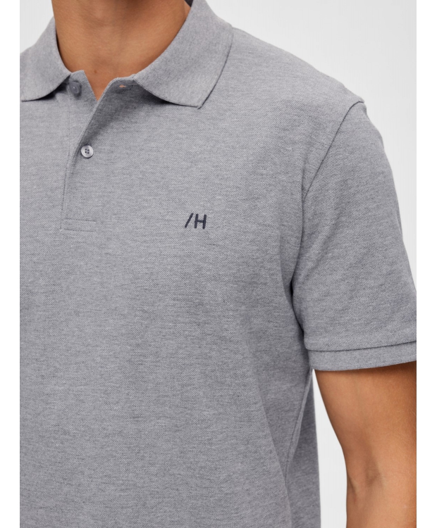 Selected klassisk polo i økologisk bomuld – gråmeleret – herre – OUTLET billede 4