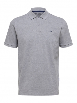 Selected klassisk polo i økologisk bomuld – gråmeleret – herre – OUTLET
