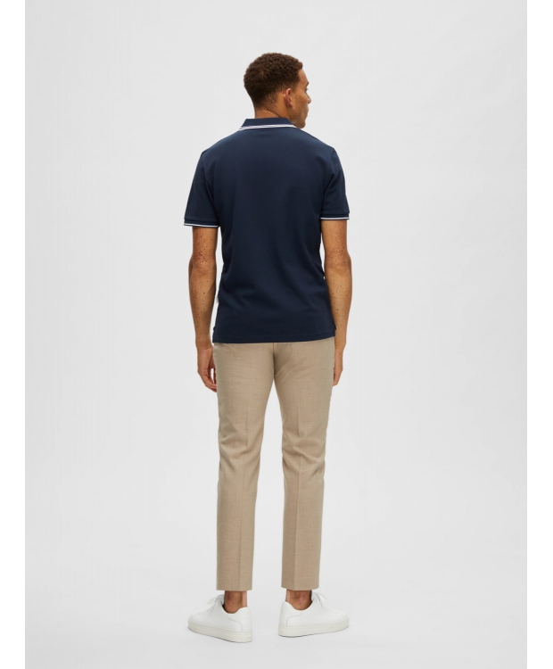 Selected kortærmet polo i økologisk bomuld – navy – herre – OUTLET billede 3