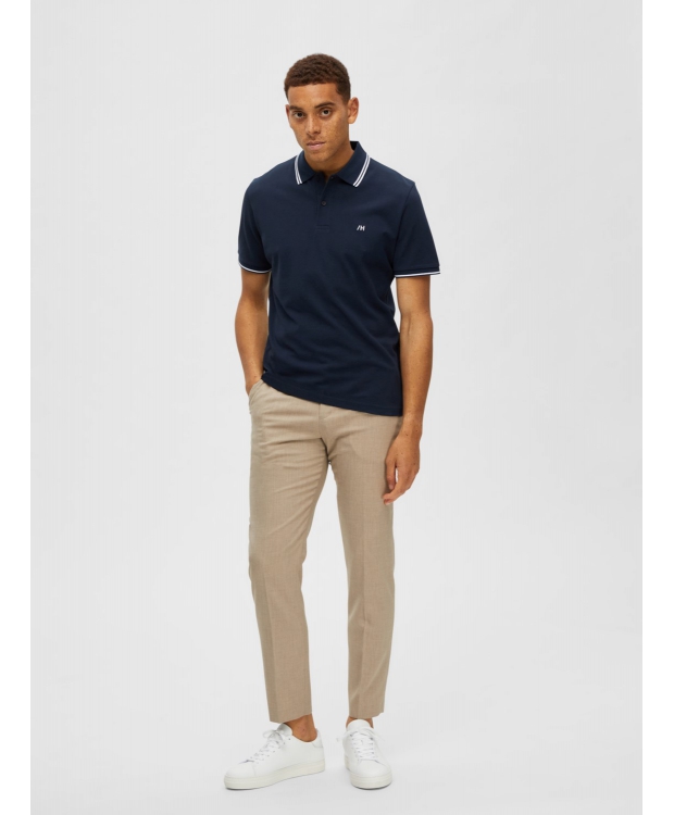 Selected kortærmet polo i økologisk bomuld – navy – herre – OUTLET billede 6