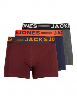 Jack & Jones 3-pak boxershorts i burgundy til herre