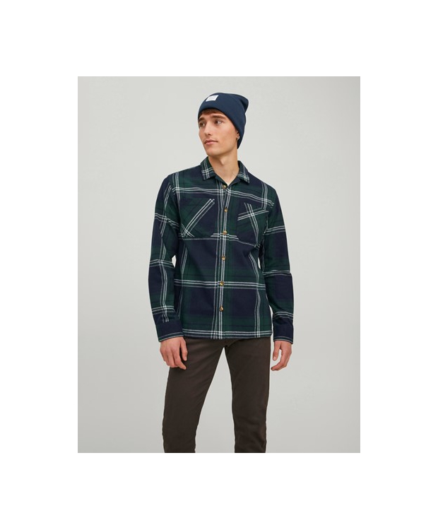 Jack & Jones navy strikhue med opsmøget kant til herre billede 2