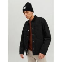 Jack & Jones sort strikhue med opsmøget kant til herre