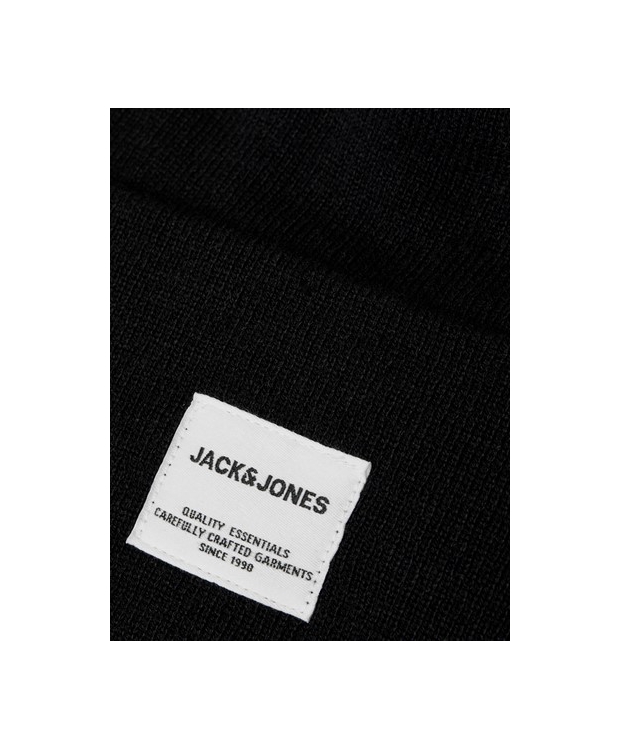 Jack & Jones sort strikhue med opsmøget kant til herre billede 5