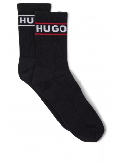 HUGO 2-pak sorte bomuldsstrømper med logo til kvinder – OUTLET