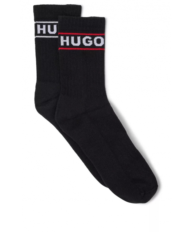 HUGO 2-pak sorte bomuldsstrømper med logo til kvinder – OUTLET billede 1