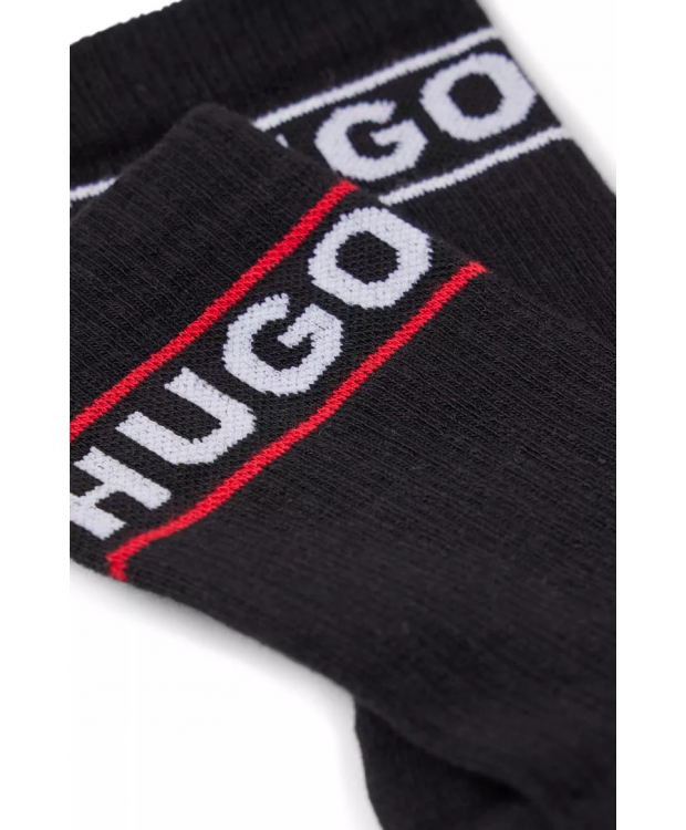HUGO 2-pak sorte bomuldsstrømper med logo til kvinder – OUTLET billede 2