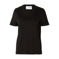 Selected sort T-shirt med V-hals til kvinder – OUTLET