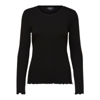 Selected sort ribbet langærmet T-shirt til kvinder – OUTLET
