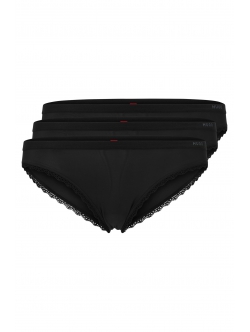 HUGO 3-pak sorte mikrofiberbriefs med blonder til kvinder – OUTLET