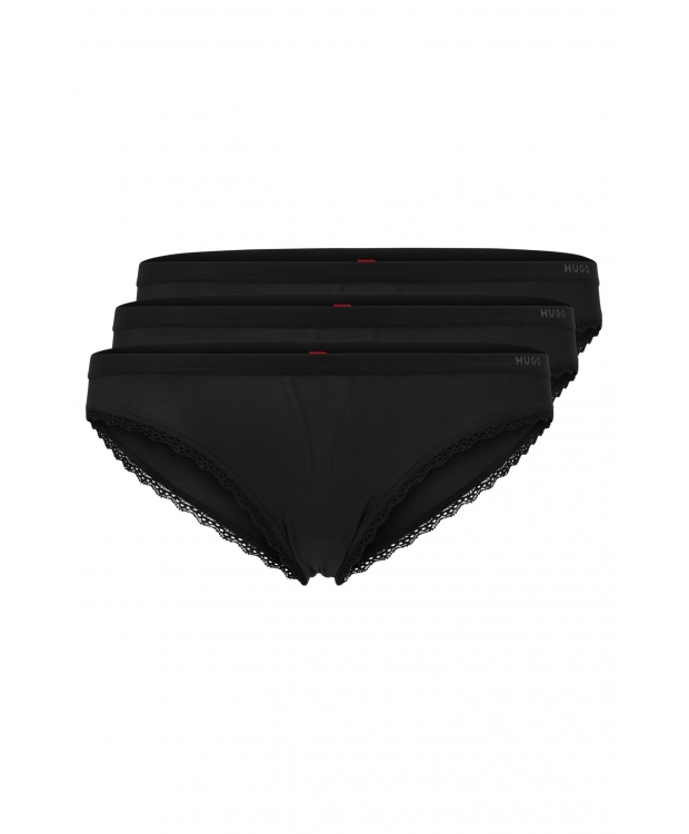 HUGO 3-pak sorte mikrofiberbriefs med blonder til kvinder – OUTLET billede 1