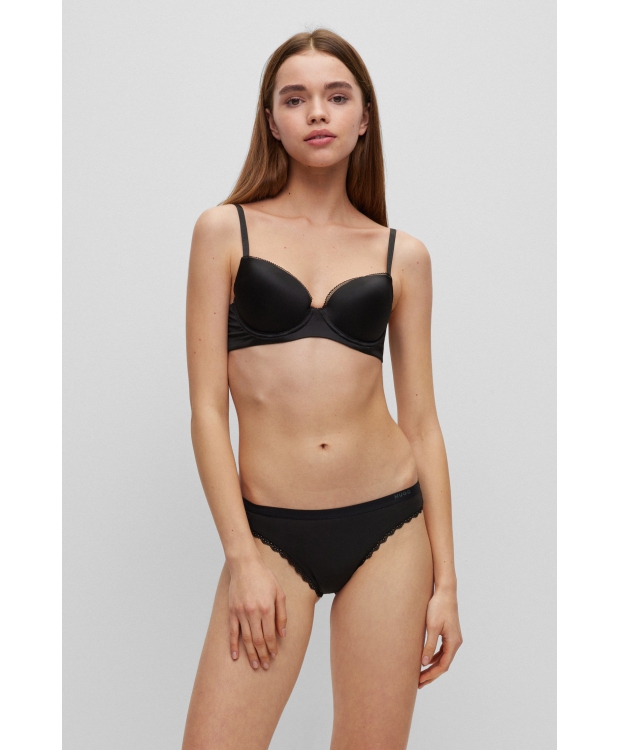 HUGO 3-pak sorte mikrofiberbriefs med blonder til kvinder – OUTLET billede 2