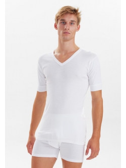 JBS hvid T-shirt med V-hals til herre i 100 % bomuld