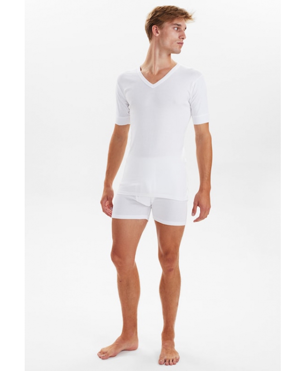 JBS hvid T-shirt med V-hals til herre i 100 % bomuld billede 3