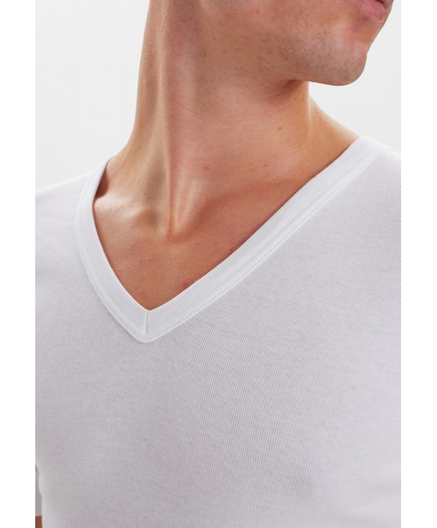 JBS hvid T-shirt med V-hals til herre i 100 % bomuld billede 4