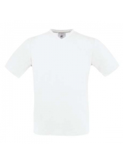 B&C Exact hvid T-shirt med V-hals til mænd
