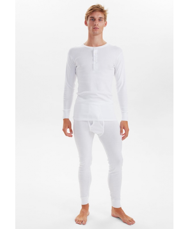 JBS grandad, long sleeve hvid med knapper til herre – 100 % bomuld billede 5