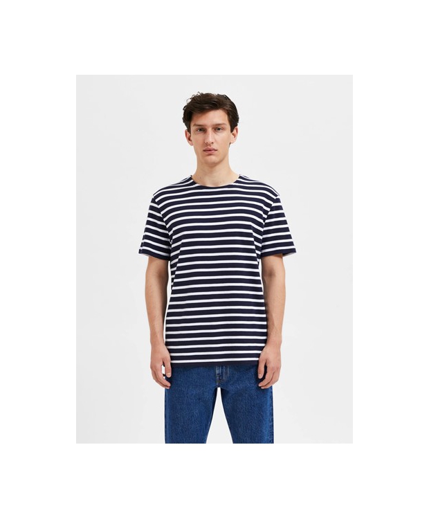 Selected Homme stribet T-shirt i navy og hvid til herre billede 2