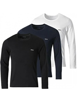 BOSS 3-pak langærmede T-shirts i sort, navy og hvid til herre