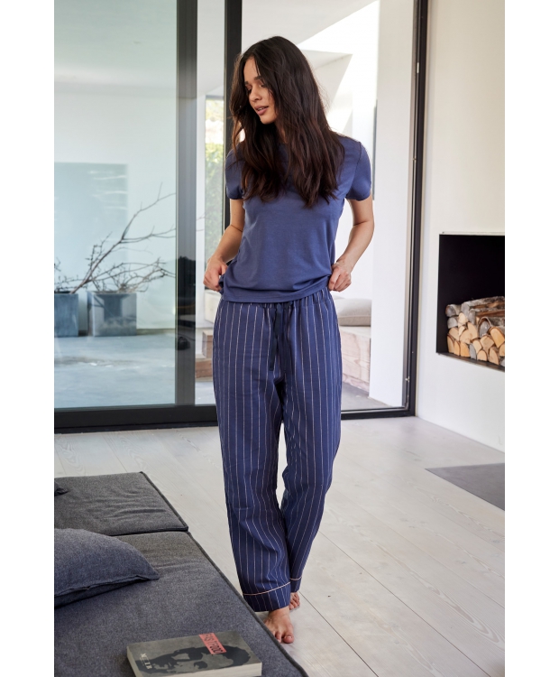 JBS of Denmark Women stribede pyjamasbukser – navy billede 1