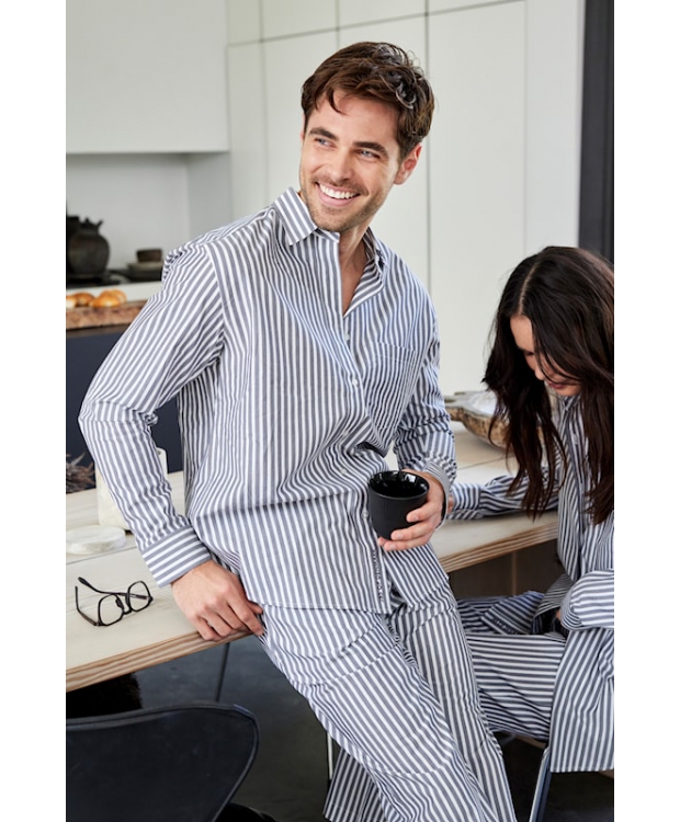 JBS vævede pyjamasbukser i grå og hvid – unisex billede 3