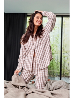 JBS of Denmark Women pyjamasskjorte i lyserøde tern – Outlet